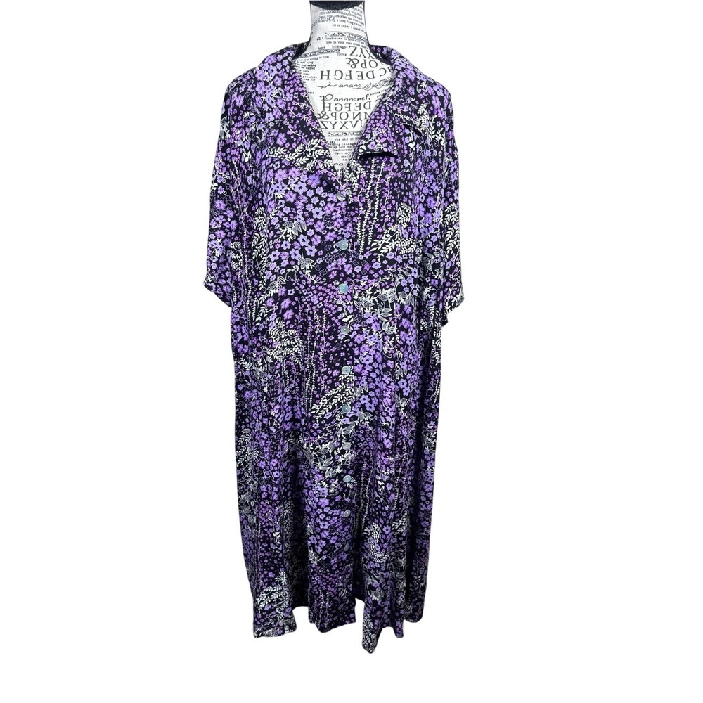 Purple floral button up midi dress 30‎ WP